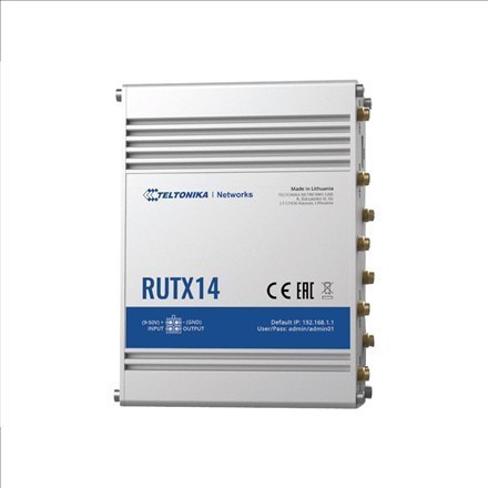 Router LTE Cat 12 | RUTX14 | 802.11ac | 867 Mbit/s | 10/100/1000 Mbit/s | Porty Ethernet LAN (RJ-45) 5 | MU-MiMO Tak | 4G | Typ Router LTE Cat 12 | RUTX14 | 802.11ac | 867 Mbit/s | 10/100/1000 Mbit/s | Porty Ethernet LAN (RJ-45) 5 | MU-MiMO Tak | 4G | Typ