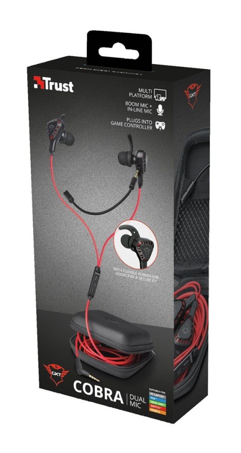 Słuchawki z mikrofonem TRUST GXT 408 Cobra czarno-czerwony Słuchawki z mikrofonem TRUST GXT 408 Cobra czarno-czerwony
