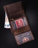 Pionowy, skórzany portfel męski z wewnętrzną kieszonką - Peterson