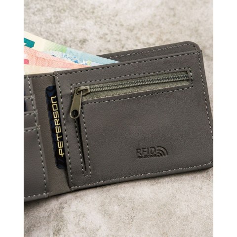 Szary portfel męski bez zapięcia zewnętrznego z systemem RFID - Peterson Szary portfel męski bez zapięcia zewnętrznego z systemem RFID - Peterson