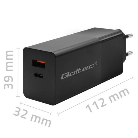 QOLTEC ŁADOWARKA GAN POWER PRO | 1XUSB-C | 1XUSB | 100W | 5-20V | 1.5-5A | PD | CZARNA QOLTEC ŁADOWARKA GAN POWER PRO | 1XUSB-C | 1XUSB | 100W | 5-20V | 1.5-5A | PD | CZARNA