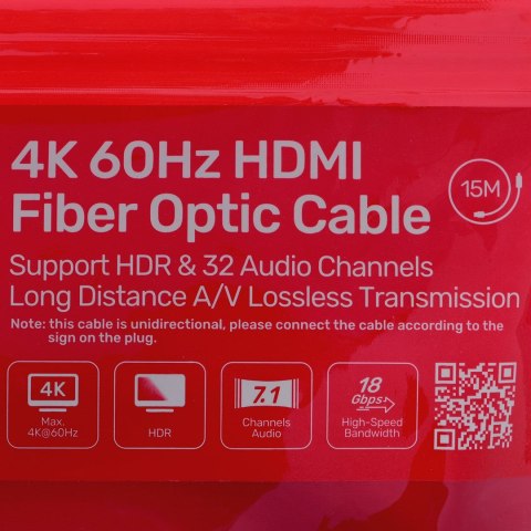 UNITEK KABEL OPTYCZNY HDMI 2.0 Active Optical Cable 4K 60HZ 15M UNITEK KABEL OPTYCZNY HDMI 2.0 Active Optical Cable 4K 60HZ 15M