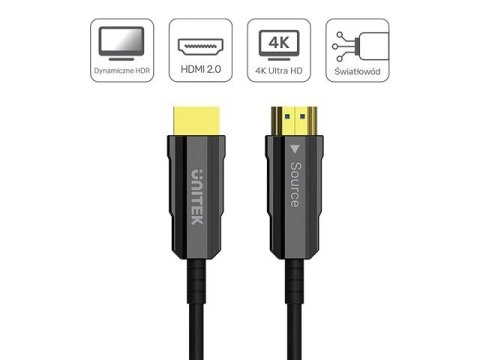 UNITEK KABEL OPTYCZNY HDMI 2.0 Active Optical Cable 4K 60HZ 15M UNITEK KABEL OPTYCZNY HDMI 2.0 Active Optical Cable 4K 60HZ 15M