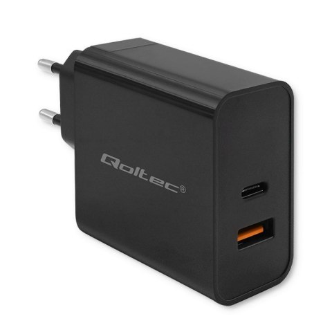 QOLTEC ŁADOWARKA SUPER QUICK PD | 1XUSB-C | 1XUSB | 65W | 5-20V | 1.5-3.25A | CZARNA QOLTEC ŁADOWARKA SUPER QUICK PD | 1XUSB-C | 1XUSB | 65W | 5-20V | 1.5-3.25A | CZARNA