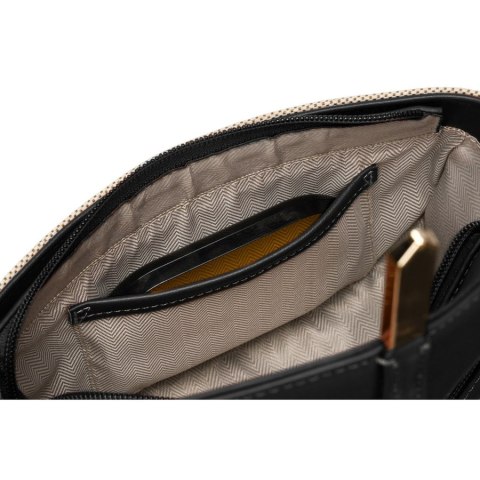 Listonoszka damska crossbody beżowo - czarna ze skóry naturalnej i płótna canvas Peterson Listonoszka damska crossbody beżowo - czarna ze skóry naturalnej i płótna canvas Peterson