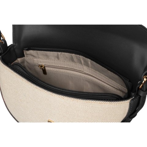 Listonoszka damska crossbody beżowo - czarna ze skóry naturalnej i płótna canvas Peterson Listonoszka damska crossbody beżowo - czarna ze skóry naturalnej i płótna canvas Peterson