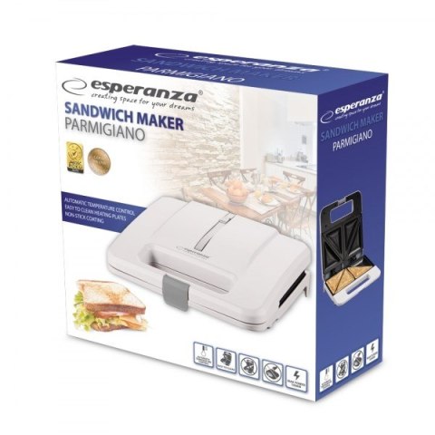 Opiekacz do kanapek Esperanza PARMIGIANO EKT010W (1000W; kolor biały) Opiekacz do kanapek Esperanza PARMIGIANO EKT010W (1000W; kolor biały)