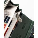 Elegancki, zielony, lakierowany portfel damski z kwiatowym wzorem RFID STOP Peterson