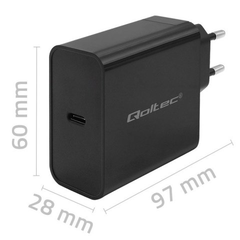 QOLTEC ŁADOWARKA SUPER QUICK PD | 1XUSB-C | 65W | 5-20V | 3-3.25A | CZARNA QOLTEC ŁADOWARKA SUPER QUICK PD | 1XUSB-C | 65W | 5-20V | 3-3.25A | CZARNA