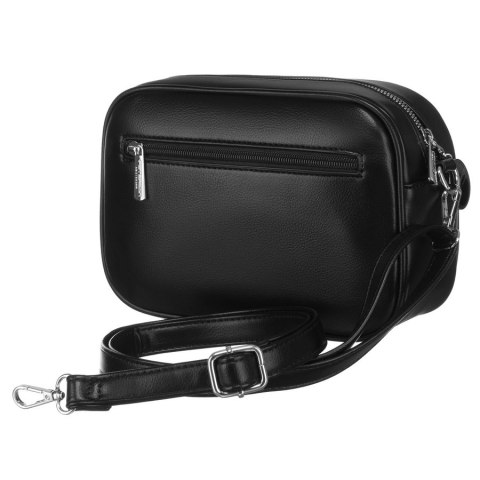 Czarna, klasyczna listonoszka damska crossbody z eko skóry dwa paski w komplecie Peterson Czarna, klasyczna listonoszka damska crossbody z eko skóry dwa paski w komplecie Peterson