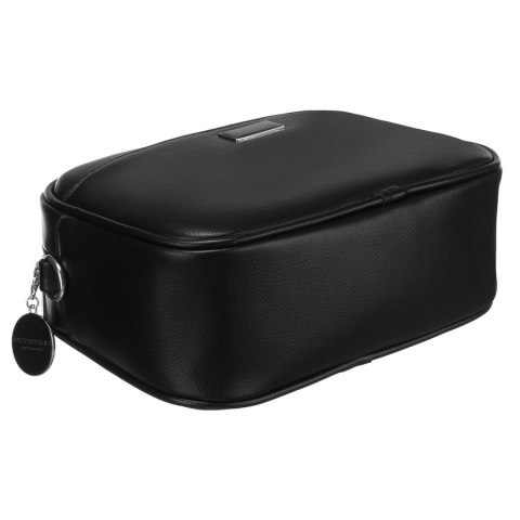 Czarna, klasyczna listonoszka damska crossbody z eko skóry dwa paski w komplecie Peterson Czarna, klasyczna listonoszka damska crossbody z eko skóry dwa paski w komplecie Peterson