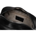 Czarna, klasyczna listonoszka damska crossbody z eko skóry dwa paski w komplecie Peterson