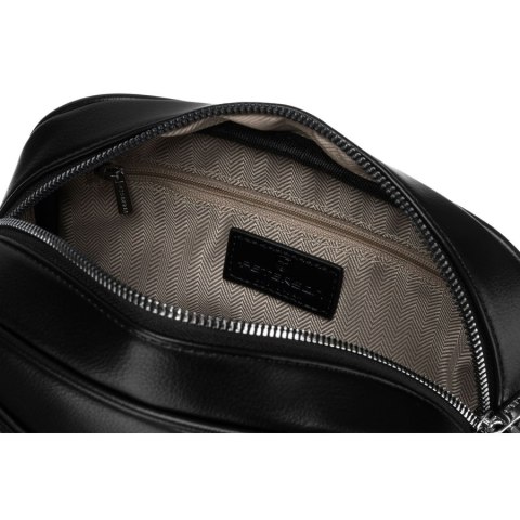 Czarna, klasyczna listonoszka damska crossbody z eko skóry dwa paski w komplecie Peterson Czarna, klasyczna listonoszka damska crossbody z eko skóry dwa paski w komplecie Peterson