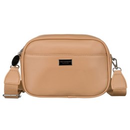 Miejska, beżowa listonoszka damska ze skóry ekologicznej w komplecie dwa paski na ramię crossbody Peterson