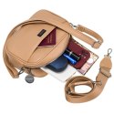 Miejska, beżowa listonoszka damska ze skóry ekologicznej w komplecie dwa paski na ramię crossbody Peterson