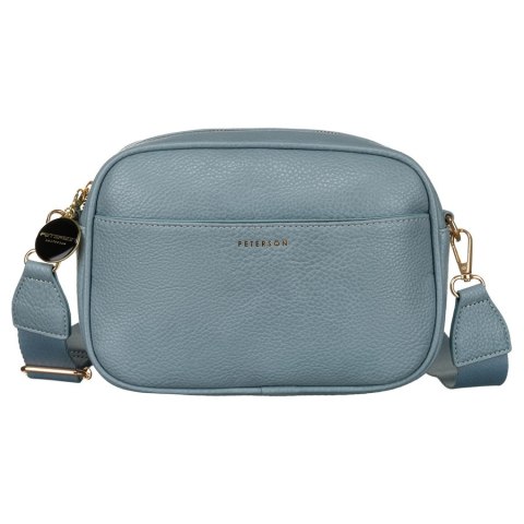 Niebieska listonoszka damska crossbody z wąskim i szerokim paskiem na ramię eko skóra Peterson Niebieska listonoszka damska crossbody z wąskim i szerokim paskiem na ramię eko skóra Peterson