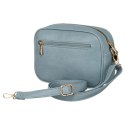 Niebieska listonoszka damska crossbody z wąskim i szerokim paskiem na ramię eko skóra Peterson