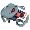 Niebieska listonoszka damska crossbody z wąskim i szerokim paskiem na ramię eko skóra Peterson
