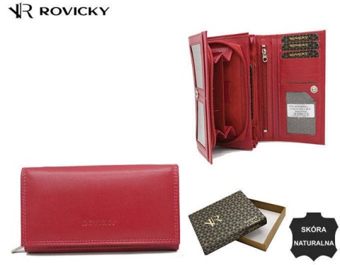 Skórzany portfel damski z klapą - Rovicky Skórzany portfel damski z klapą - Rovicky