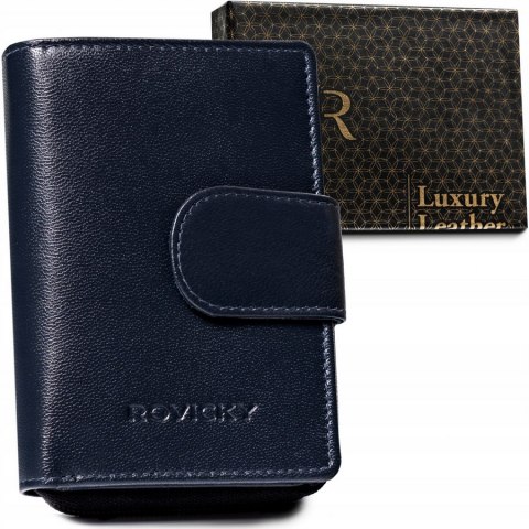 Skórzany portfel damski z systemem RFID Protect - Rovicky Skórzany portfel damski z systemem RFID Protect - Rovicky