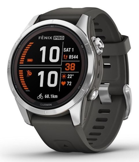 Zegarek sportowy Garmin Fenix 7S Pro Solar Silver SS Grapphite