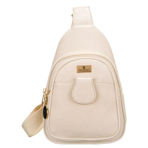 Beżowa saszetka damska z szerokim materiałowym paskiem crossbody plecak na jedno ramię eko skóra Peterson Beżowa saszetka damska z szerokim materiałowym paskiem crossbody plecak na jedno ramię eko skóra Peterson