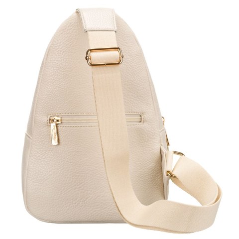 Beżowa saszetka damska z szerokim materiałowym paskiem crossbody plecak na jedno ramię eko skóra Peterson Beżowa saszetka damska z szerokim materiałowym paskiem crossbody plecak na jedno ramię eko skóra Peterson