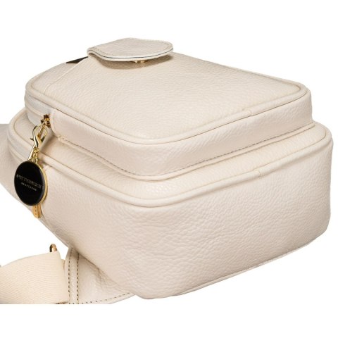 Beżowa saszetka damska z szerokim materiałowym paskiem crossbody plecak na jedno ramię eko skóra Peterson Beżowa saszetka damska z szerokim materiałowym paskiem crossbody plecak na jedno ramię eko skóra Peterson