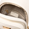 Beżowa saszetka damska z szerokim materiałowym paskiem crossbody plecak na jedno ramię eko skóra Peterson