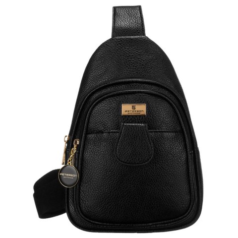 Czarna saszetka damska crossbody plecaczek na jedno ramię eko skóra Peterson Czarna saszetka damska crossbody plecaczek na jedno ramię eko skóra Peterson