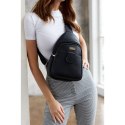 Czarna saszetka damska crossbody plecaczek na jedno ramię eko skóra Peterson