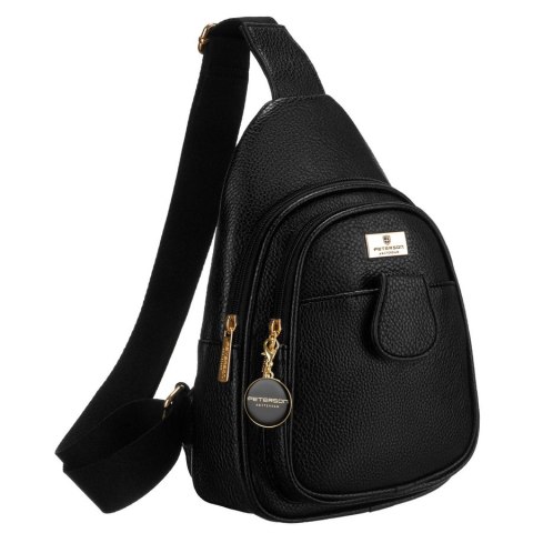 Czarna saszetka damska crossbody plecaczek na jedno ramię eko skóra Peterson Czarna saszetka damska crossbody plecaczek na jedno ramię eko skóra Peterson