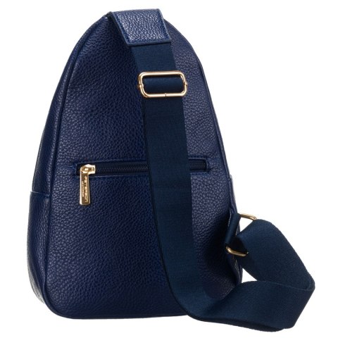 Mała miejska saszetka damska na ramię lub przez ramię crossbody granatowa ze złotymi okuciami eko skóra Peterson Mała miejska saszetka damska na ramię lub przez ramię crossbody granatowa ze złotymi okuciami eko skóra Peterson