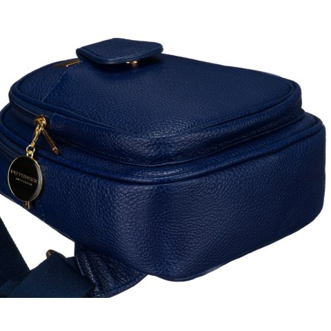 Mała miejska saszetka damska na ramię lub przez ramię crossbody granatowa ze złotymi okuciami eko skóra Peterson Mała miejska saszetka damska na ramię lub przez ramię crossbody granatowa ze złotymi okuciami eko skóra Peterson