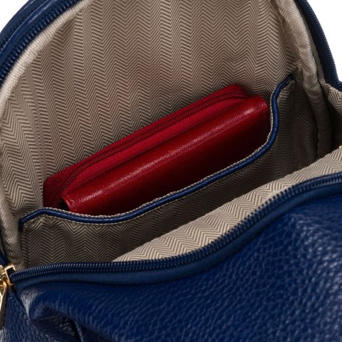 Mała miejska saszetka damska na ramię lub przez ramię crossbody granatowa ze złotymi okuciami eko skóra Peterson Mała miejska saszetka damska na ramię lub przez ramię crossbody granatowa ze złotymi okuciami eko skóra Peterson