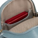 Niebieska stylowa mała saszetka damska z eko skóry zdobionej złotymi okuciami nerka crossbody Peterson