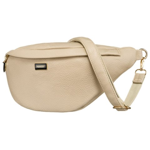Beżowa nerka damska ze skóry ekologicznej saszetka na biodra lub na ramię crossbody Peterson Beżowa nerka damska ze skóry ekologicznej saszetka na biodra lub na ramię crossbody Peterson