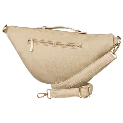 Beżowa nerka damska ze skóry ekologicznej saszetka na biodra lub na ramię crossbody Peterson Beżowa nerka damska ze skóry ekologicznej saszetka na biodra lub na ramię crossbody Peterson