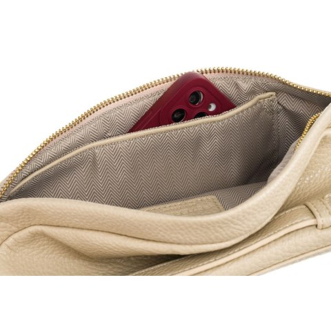 Beżowa nerka damska ze skóry ekologicznej saszetka na biodra lub na ramię crossbody Peterson Beżowa nerka damska ze skóry ekologicznej saszetka na biodra lub na ramię crossbody Peterson