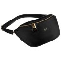 Duża czarna saszetka damska z eko skóry nerka na biodra lub na ramię crossbody Peterson
