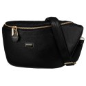 Duża czarna saszetka damska z eko skóry nerka na biodra lub na ramię crossbody Peterson