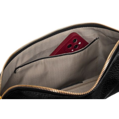 Duża czarna saszetka damska z eko skóry nerka na biodra lub na ramię crossbody Peterson Duża czarna saszetka damska z eko skóry nerka na biodra lub na ramię crossbody Peterson