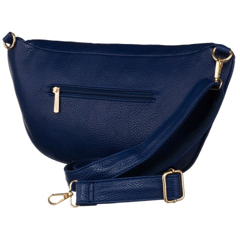 Duża granatowa nerka damska biodrówka saszetka ze skóry ekologicznej crossbody Peterson Duża granatowa nerka damska biodrówka saszetka ze skóry ekologicznej crossbody Peterson