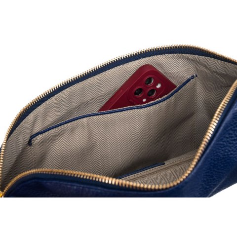 Duża granatowa nerka damska biodrówka saszetka ze skóry ekologicznej crossbody Peterson Duża granatowa nerka damska biodrówka saszetka ze skóry ekologicznej crossbody Peterson