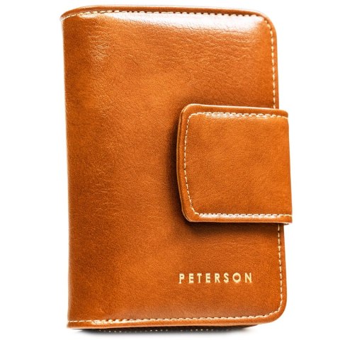 Elegancki, brązowy portfel damski ze skóry ekologicznej z systemem RFID - Peterson Elegancki, brązowy portfel damski ze skóry ekologicznej z systemem RFID - Peterson