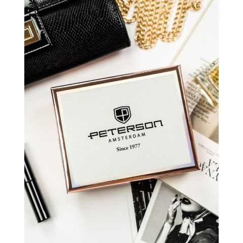 Elegancki, brązowy portfel damski ze skóry ekologicznej z systemem RFID - Peterson Elegancki, brązowy portfel damski ze skóry ekologicznej z systemem RFID - Peterson