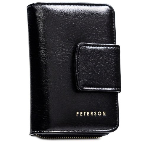 Elegancki, mały portfel damski ze skóry ekologicznej w czarnym kolorze - Peterson Elegancki, mały portfel damski ze skóry ekologicznej w czarnym kolorze - Peterson