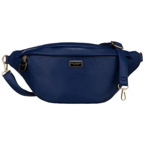 Granatowa sportowa nerka damska ze skóry ekologicznej saszetka na biodra lub na ramię crossbody Peterson Granatowa sportowa nerka damska ze skóry ekologicznej saszetka na biodra lub na ramię crossbody Peterson