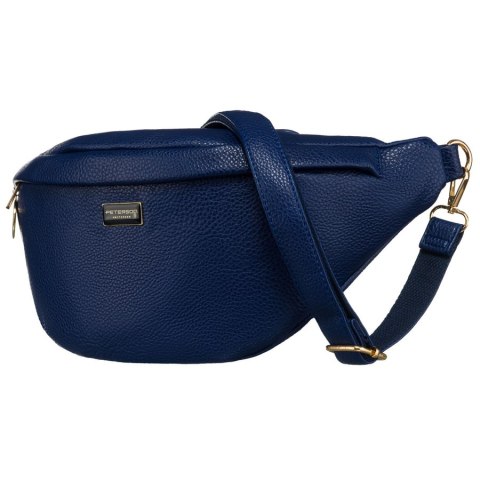 Granatowa sportowa nerka damska ze skóry ekologicznej saszetka na biodra lub na ramię crossbody Peterson Granatowa sportowa nerka damska ze skóry ekologicznej saszetka na biodra lub na ramię crossbody Peterson