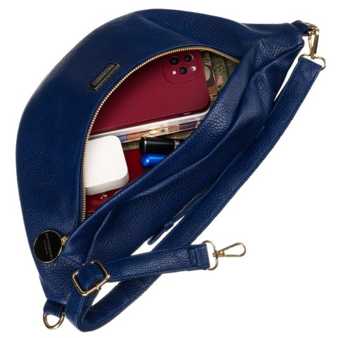 Granatowa sportowa nerka damska ze skóry ekologicznej saszetka na biodra lub na ramię crossbody Peterson Granatowa sportowa nerka damska ze skóry ekologicznej saszetka na biodra lub na ramię crossbody Peterson
